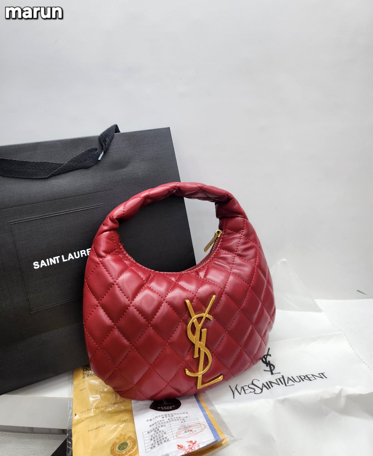 YSL Quilted Hobo Bag Red